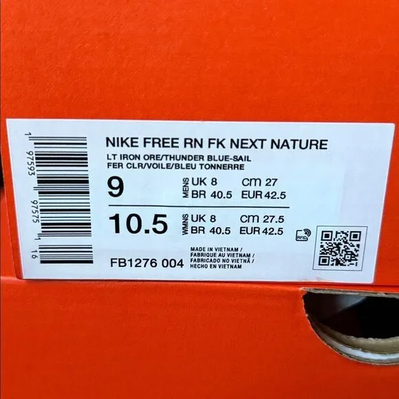 Nike Free Run Flyknit 'Next Nature Grey' FB1276-004 Men’s Size 9